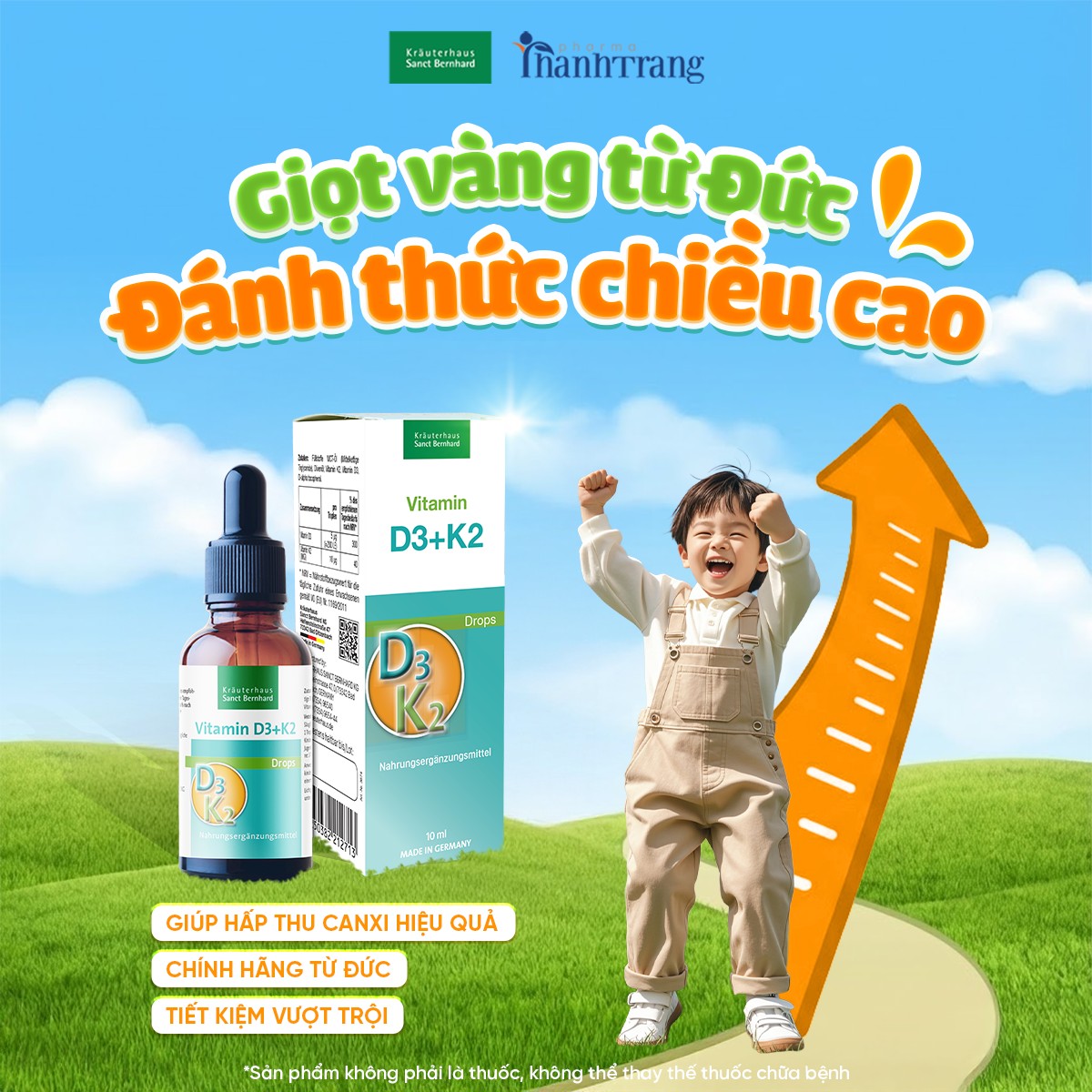 Sản phẩm hỗ trợ tăng chiều cao D3K2 của Sanct Bernhard 