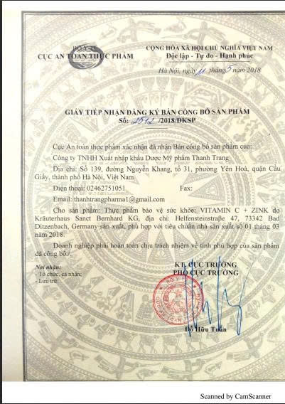 Viên uống tăng cường miễn dịch C + Zink