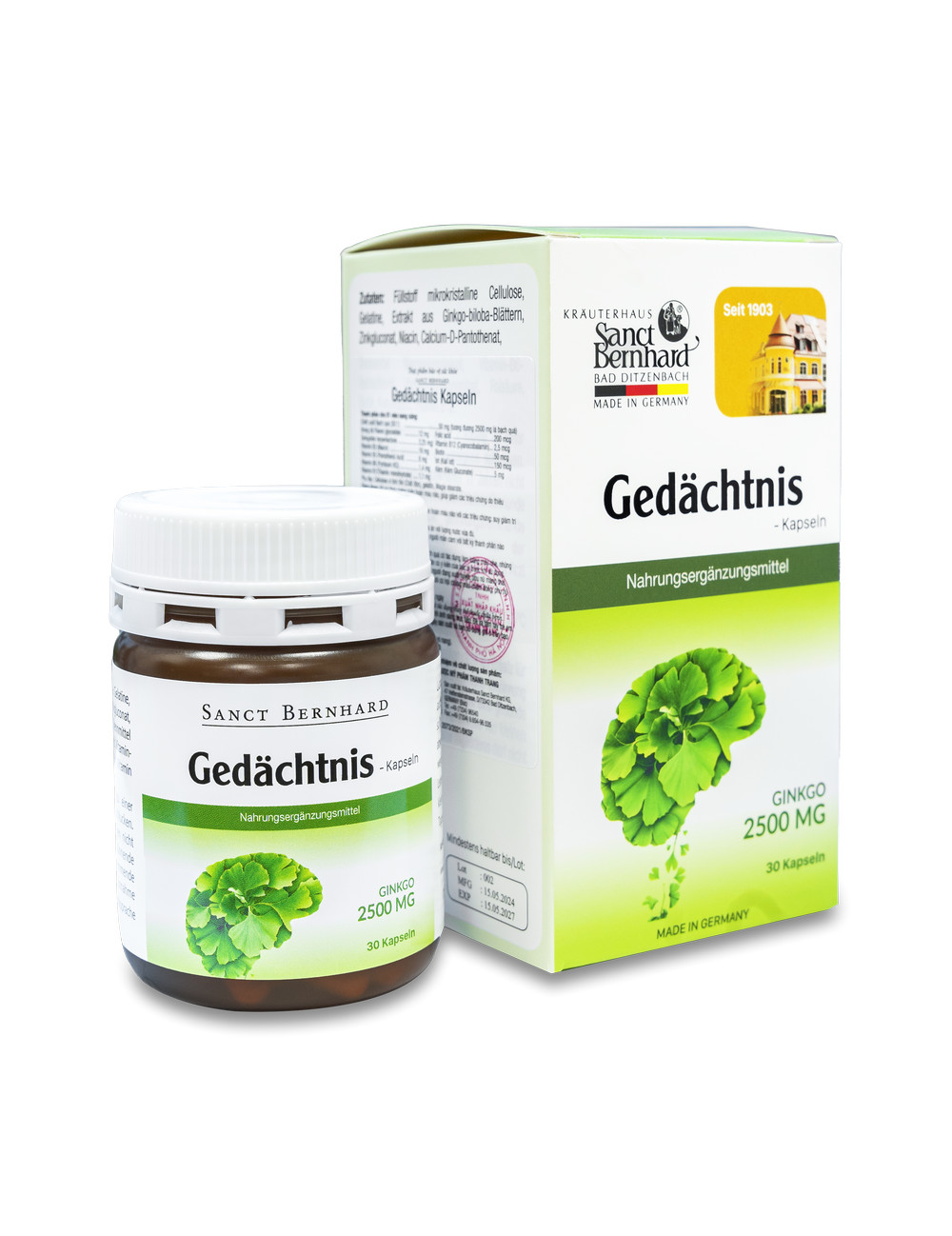 Gedächtnis Kapseln - VIÊN UỐNG BỔ NÃO TỪ LÁ BẠCH QUẢ